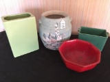 Lot Of Vintage Planters & Stoneware Cookie Jar