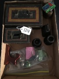 Lot W/Antique Tin Boxes, Bells, & More!