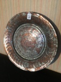 Middle Eastern Engraved Copper Charger Is 17.5