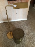 Brass Adj. Floor Lamp & Lard Can