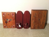 2 Wooden Wall Clocks & Pr. Candle Holders