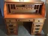 Contemporary Oak Roll-Top Desk