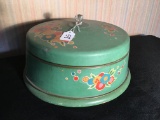 Vintage Cake Saver W/Tin Top & Wooden Base