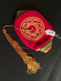 Unusual Embroidered Hat W/Tassel From Middle East