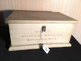 Wooden Mortised Advertising Box *Damage To Hinges*