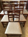 Set Of (6) Wooden Chairs W/Upholstered Seats