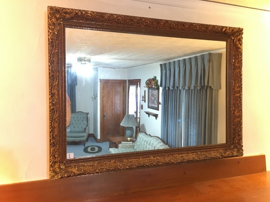 Large Mirror In Gesso Frame Is 34" x 48"