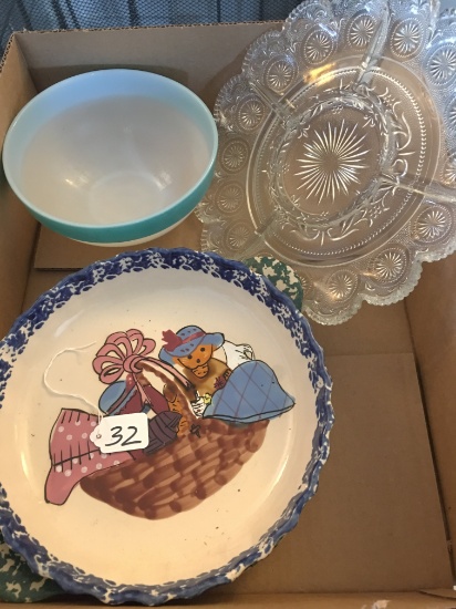 Egg and Pie Plates and Fire King Bowl