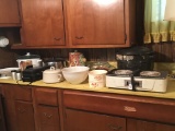 Counter Full! Hot Plate, Granite Canner, Slo Cooker, Cake Plate, Cookie Jar and more