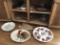 Cabinet With Pie Plates, Watson Pottery, Party Platters, & Similiar Items
