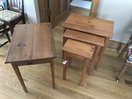 Set of Three Stacked Pine Tables Plus One!