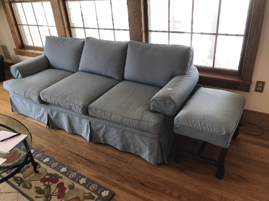 Large, Covered Sofa with Footstool, Approx 90" Long!