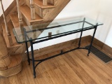 Painted Black Sofa Table with Glass Top