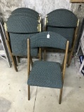 (7) Oak Framed Folding Chairs By Stakmore