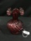 Fenton Cranberry Swirl Vase W/Ruffled Top Is 6.25