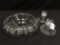 Vintage (3) Pc. Set W/Etched Center Bowl & Matching Candle Holders