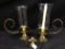 Brass Candle Holders W/Shades  *1 Shade Missing*