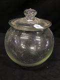 Clear Glass Storage Jar W/Lid Is 10