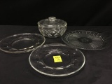 Glass Platters & Lidded Bowl