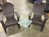 Pair Of Resin Outdoor Chairs + Stand Is 17