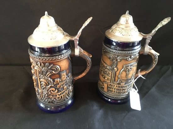 Pair Of Gerz, Germany Beer Steins Are 7" Tall