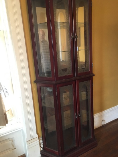 Lighted Curio Cabinet With Frosted Doors