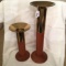 Pair Of Vintage Danish Wood/Brass Candle Holders Are 13