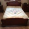 Mahogany Full Size Bed W/Side Rails & Carving On Headboard/Footboard
