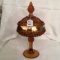 Amber Glass Lidded Candy Dish Is 12