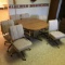Oak Kitchen Table W/Formica Top (6) Chairs On Rollers, & (2) 18