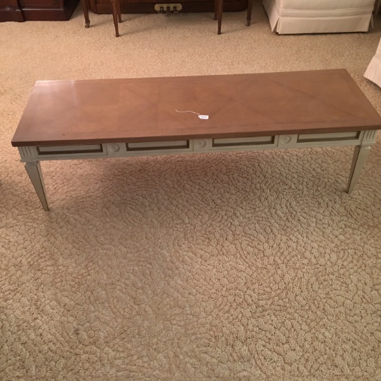 Vintage Coffee Table With Wood Parquetry Top