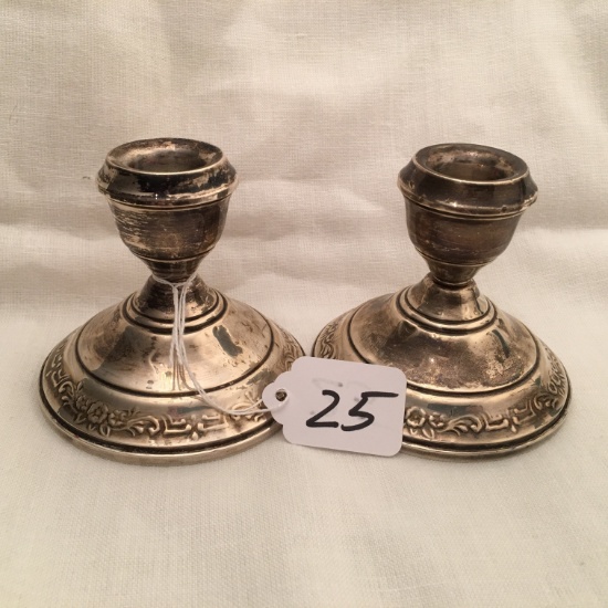 Pair Of Sterling 3.25" Tall Candle Holders