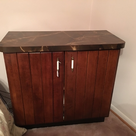 2-Door Storage Cabinet With Faux Marble Top