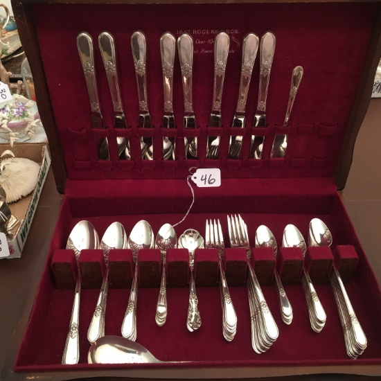 (62) Opc. Set 1847 Rogers "Adoration" Flatware In Wood Case