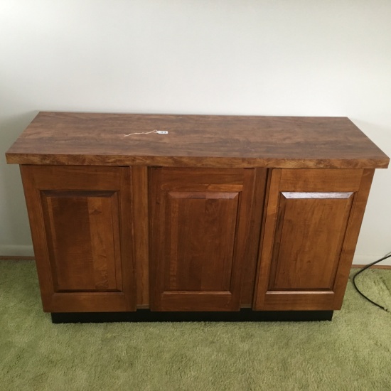 Wood Paneled 3-Door Storage Cabinet