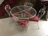White Wrought Iron Table with 4 Chairs