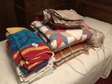 Group of Blankets, Towls and More