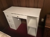 Painted White Wood Desk with Shelves