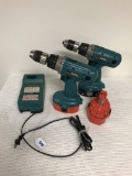 Two Makita 6343D Cordless, 12 Volt Drills with Charger