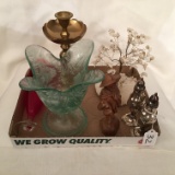 Lot With Glass Vase, Silver Plated Salt/Pepper, + More As Shown