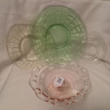 Pink Depression Glass Compote + Several Misc. Pieces Of Depression