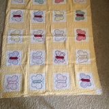 Vintage Hand Stitched Quilt With Butterflies Is 64