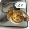 Contemporary Nicollt Quartz Pocket Watch W/Chain In Gold Tone