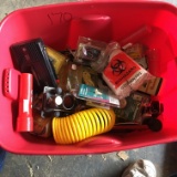 Plastic Tote Of Mostly Electrical Items