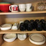 Corelle Dinnerware & Mugs + Other Cups/Bowls On Top Shelf