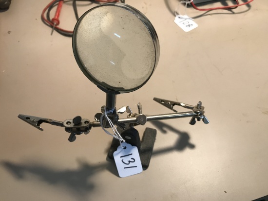 Double Third Hand Clamp with Stand and Aligator Clips and Magnifying Glass