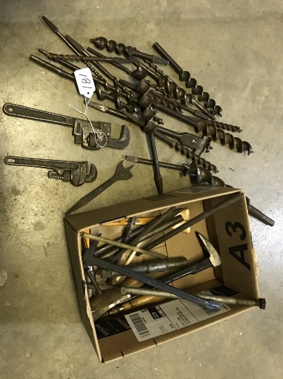 Lot of Vintage Drill Bits, wrenches and misc