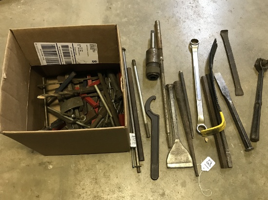 Lot of Wrenches Pry Bars Chisels