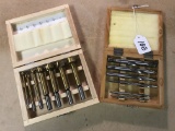 Set of Brad Point Drill Bits Missing One and a Forstner Bit Set in Box