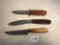 Three Knives Homemade Handles